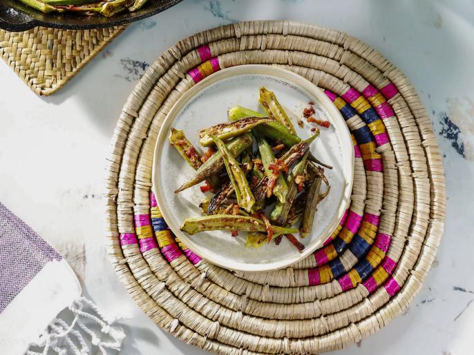 PanSeared Okra with Bacon Recipe Kardea Brown Food Network