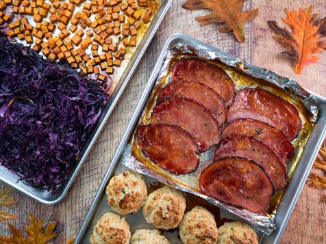Sheet Pan Holiday Ham and Biscuits 