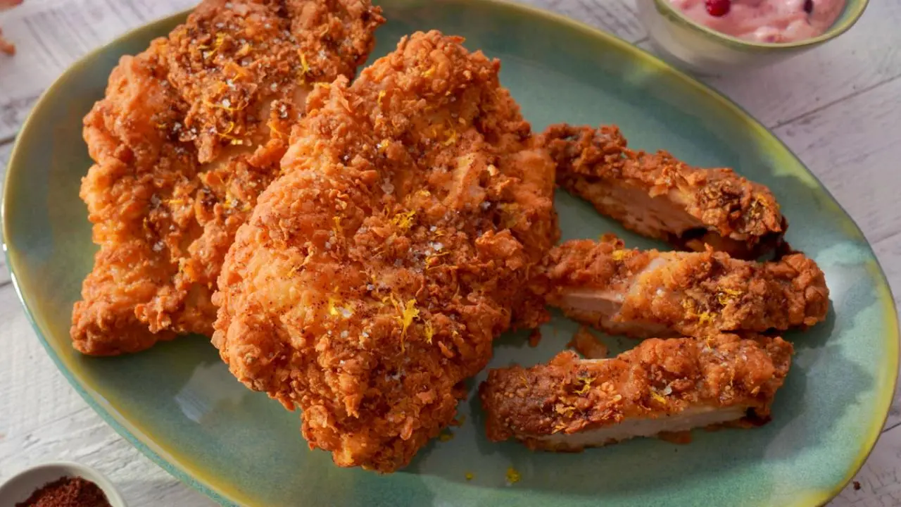 Fried Turkey Breasts with Cranberry Mayo
