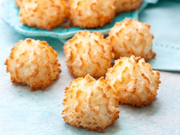 Coconut macaroons on blue background
