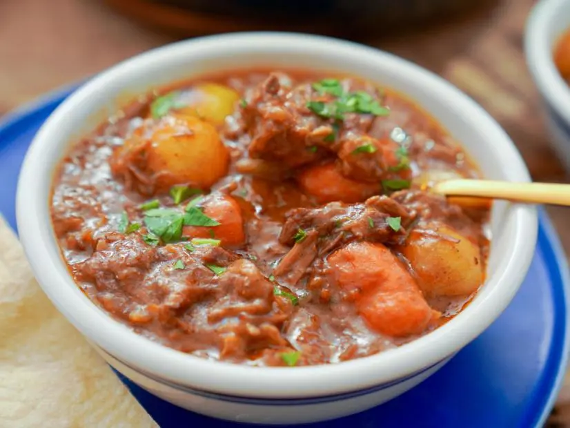 beef stew with fluffy pita from Girl Meets Farm
