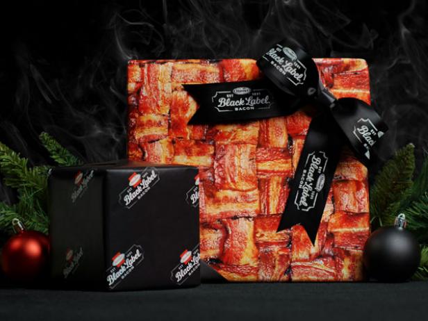 Bacon Gift Wrapping Kit (3 pc Set) - Gift Wrap Paper, Tape & Gift Bag with  Card