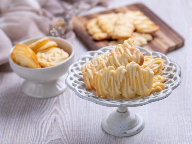 Spritz butter cookies on plate