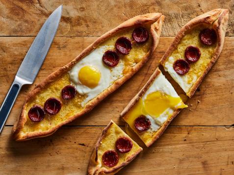 Turkish Pide with Eggs and Sucuk