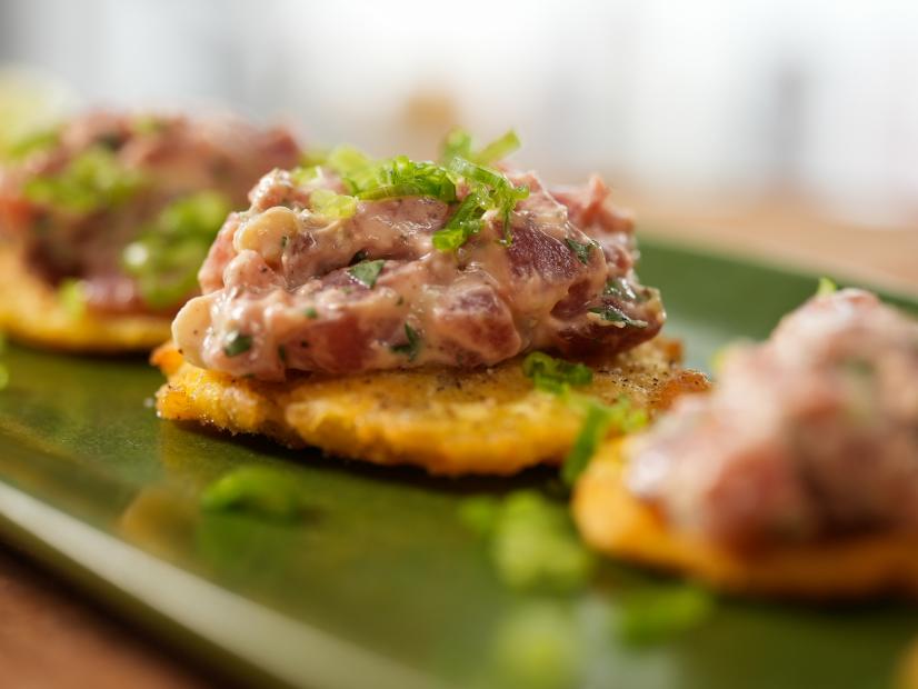 Geoffrey Zakarian makes his Tostones with Tuna Tartare for the Kitchen's Tournament of Toasts, as seen on The Kitchen, season 29.