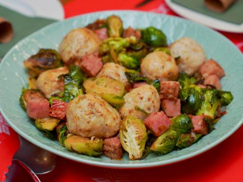 Potato & Ham Dumplings with Brussels Sprouts (Klubb)
