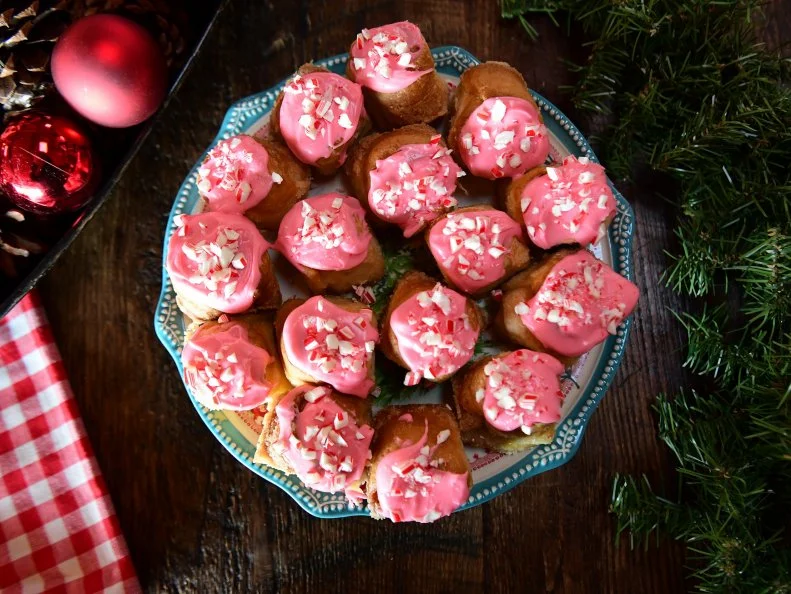 Close-up of Mini Peppermint Rolls