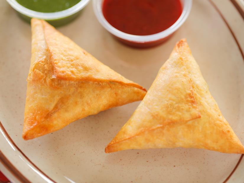 Samosas as served at Curry Fried Chicken in Salt Lake City, Utah, as seen on Diners, Drive-Ins and Dives, season 35.