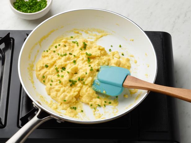 Food Network Kitchen’s How to Scramble Eggs A Step By Step Guide Almost Done, as seen on Food Network.