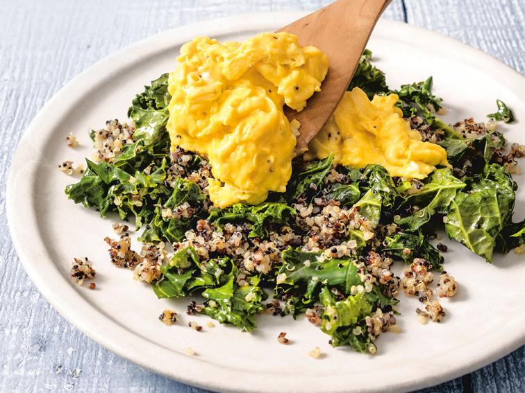 Soft Scrambled Eggs with Kale and Crispy Quinoa Recipe | Michael Symon ...