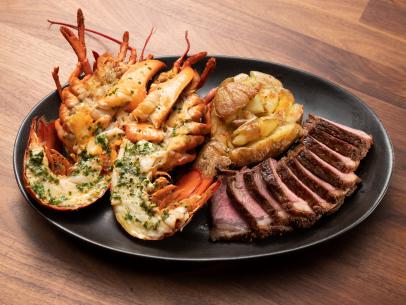 Co-hosts Anne Burrell and Cliff Crooks' surf and turf dish, as seen on Worst Cooks In America, Season 24.