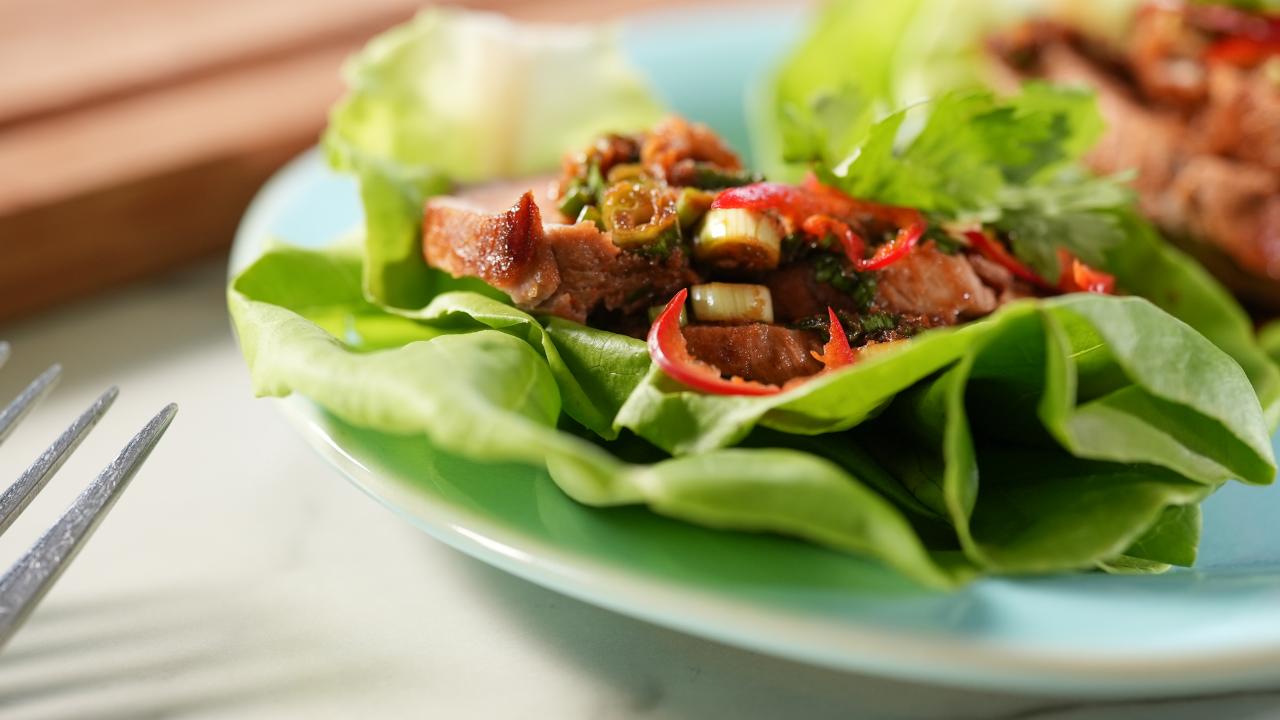 Spicy Pork Loin Lettuce Wraps