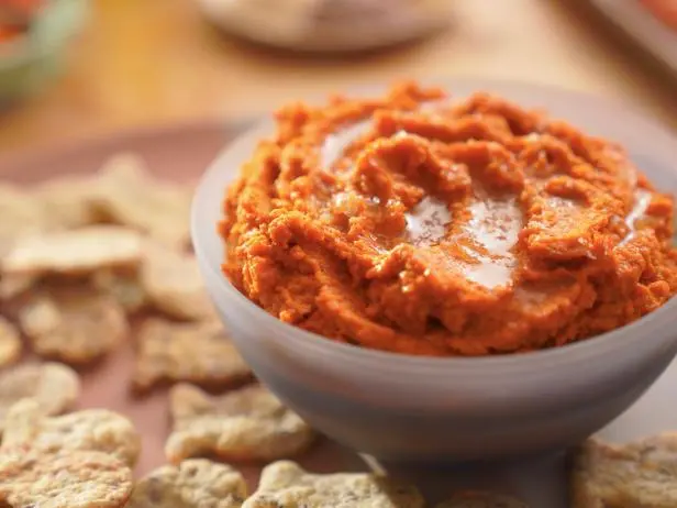 Harissa-Roasted Carrot Dip with Seedy-Cheesy Crackers Recipe - Chef's ...