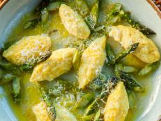 Delicate and fluffy gnocchi pair nicely with spring asparagus and the very California Meyer lemon. With a little spoon wrangling, this is a fun and easy recipe.