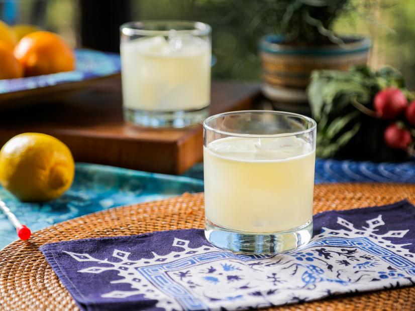 Traci Des Jardins’s Aquafaba Pastis Gin Fizz, as seen on Guy's Ranch Kitchen Season 5.