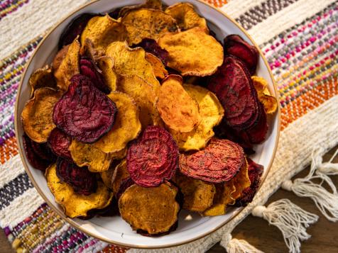 Baked Beet and Sweet Potato Chips