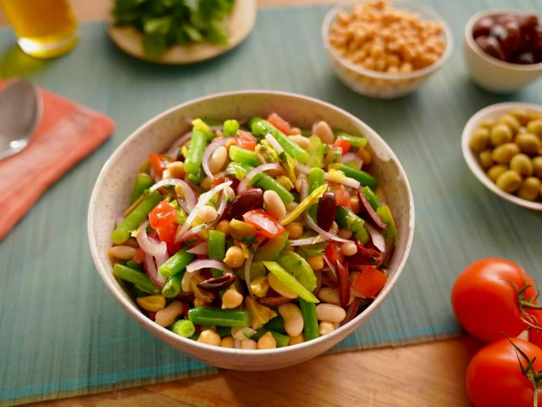 Beauty shot of Molly Yeh's Marinated Bean Salad, as seen on Girl Meets Farm, Season 10.