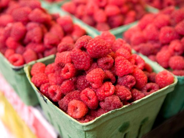 Fresh Raspberries at Market on Granville Island, Vancouver, British Columbia
