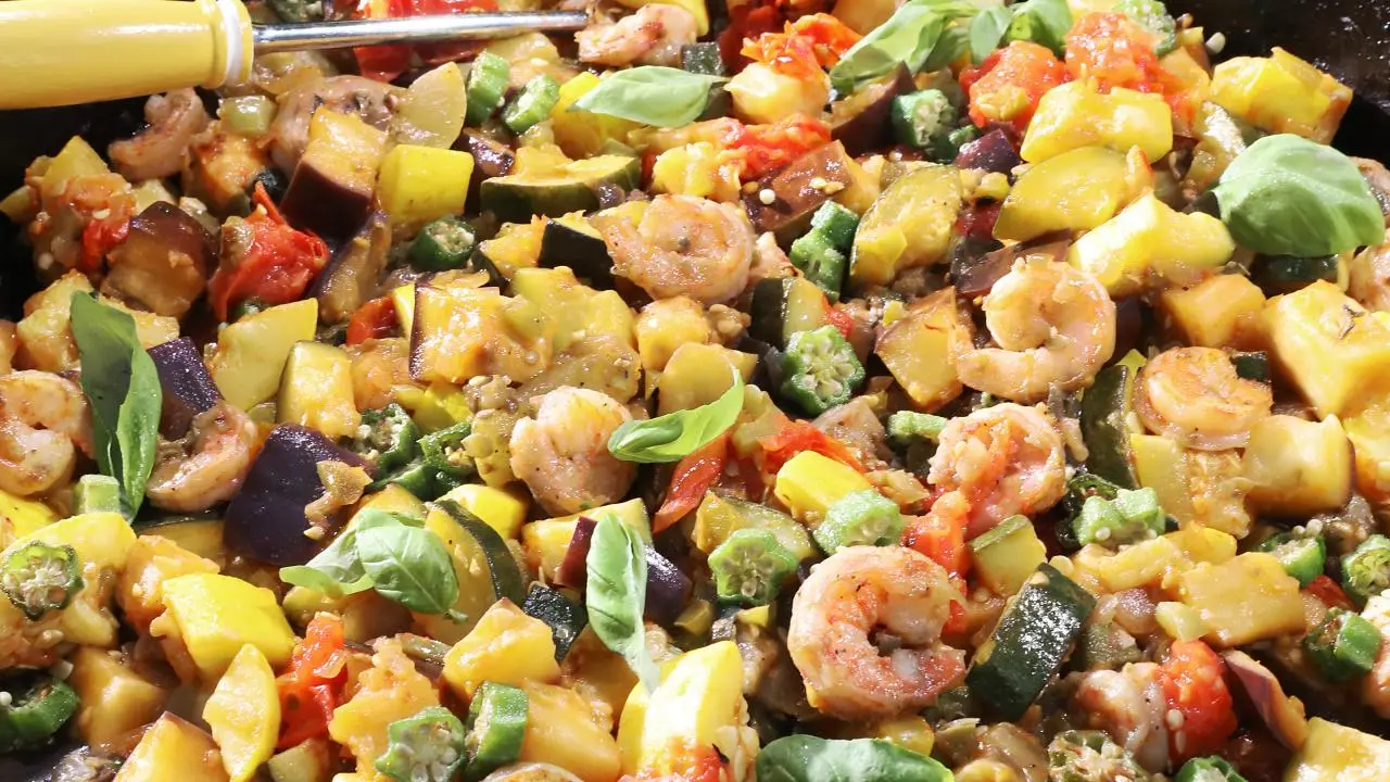 Ratatouille with Shrimp and Okra