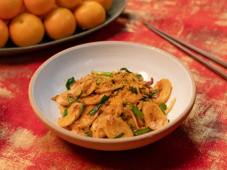 Chef Jon Yao's Stir Fried Rice Cakes with XO sauce, as seen on Food Network's Lunar New Year 2022
