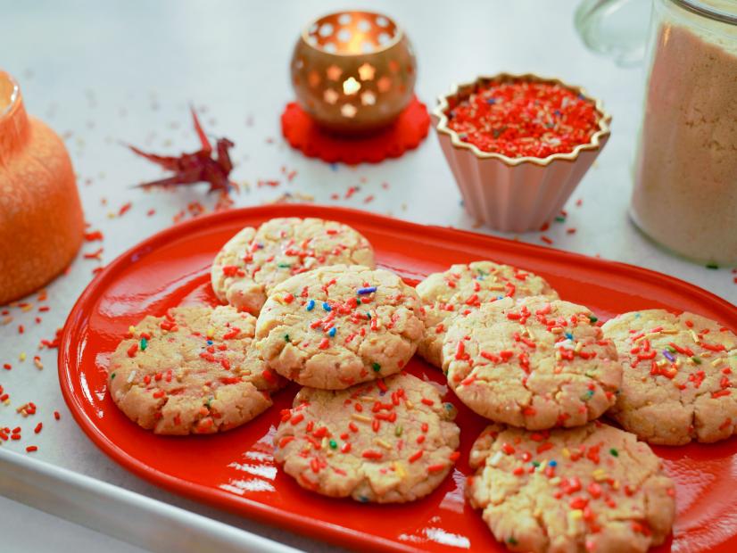 Beauty shot of Molly Yeh's Sprinkly Almond Cookies, as seen on Girl Meets Farm, season 10.