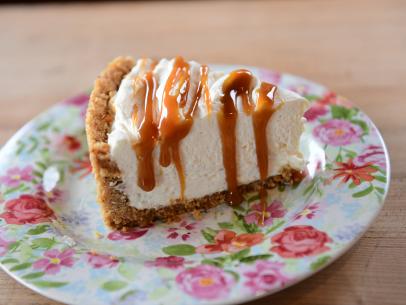 Close-up of No-Bake Spiced Cheesecake, as seen on the Pioneer Woman, season 30.