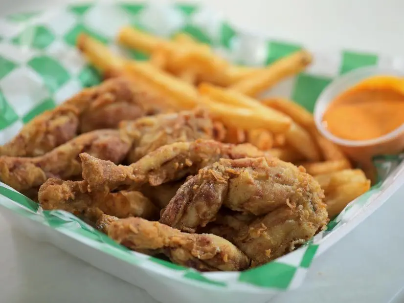 Frog Legs as served at Eastside Fish Fry in Lansing, Michigan, as seen on Triple-D Nation.