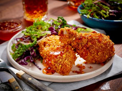 Oven Fried Chicken with Spicy Honey and Slaw