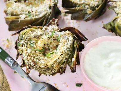 Miss Kardea Brown's Crispy Roasted Artichokes, as seen on the Food Networks, Delicious Miss Brown, Season 6.