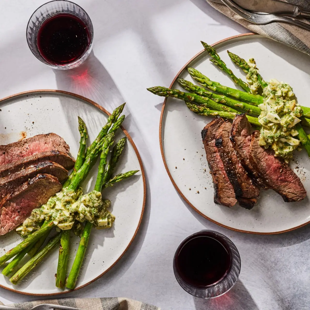 Sheet Pan London Broil with Asparagus Gribiche