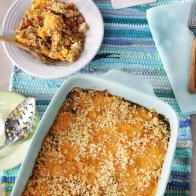 Miss Kardea Brown's Cheesy Rice and Turkey Casserole, as seen on the Food Networks, Delicious Miss Brown, Season 6.