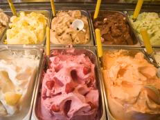 italian ice cream, gelato display