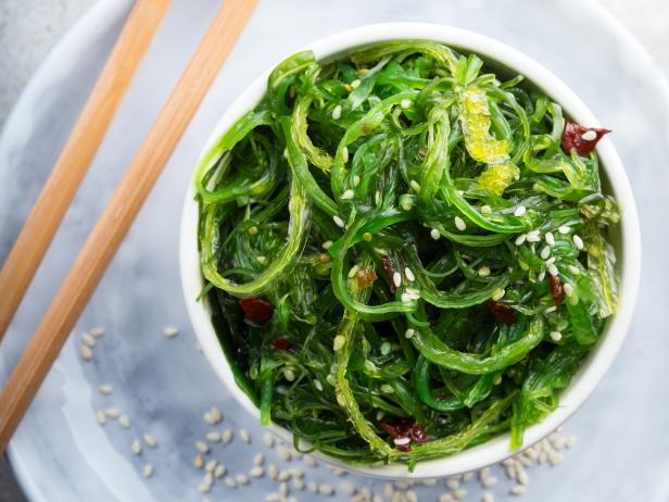 Healthy nutritious salad with seaweed