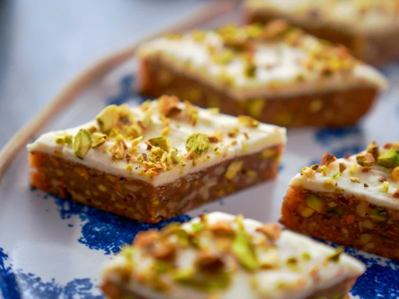 Beauty shot of Molly Yeh's Baklava Blondies, as seen on Girl Meets Farm, season 10.
