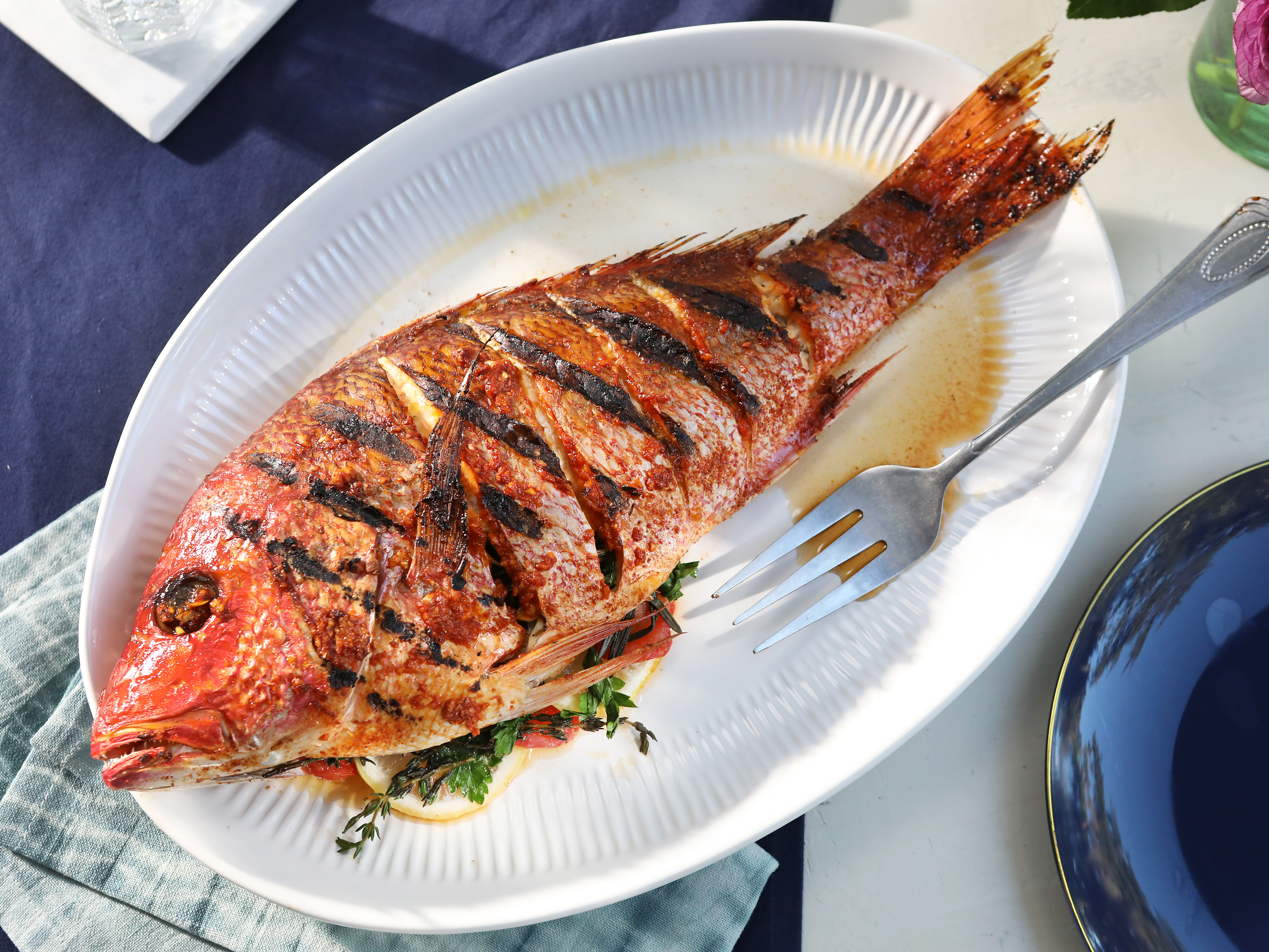 whole grilled snapper