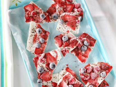 Miss Kardea Brown's Frozen Yogurt Bark with Strawberry-Balsamic Jam, as seen on the Food Networks, Delicious Miss Brown, Season 6.