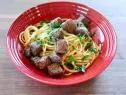 Close-up of Lemon Pepper Tenderloin Pasta, as seen on The Pioneer Woman, season 30.