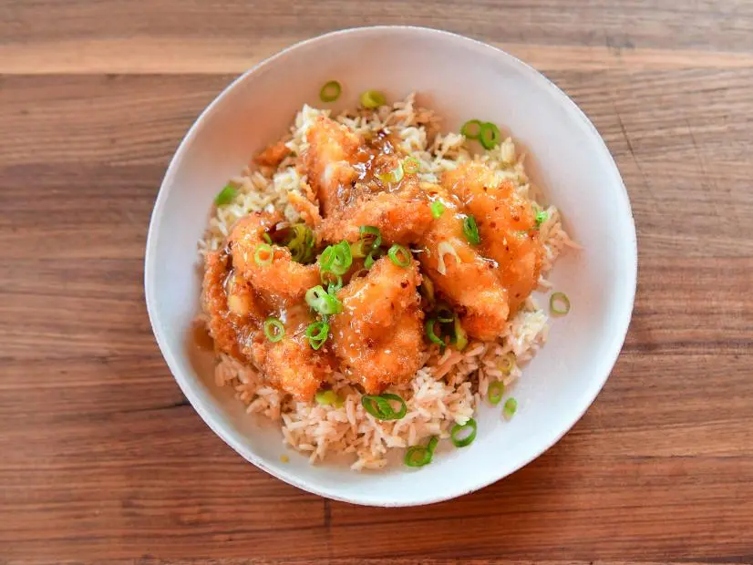 Close-up of Sticky Crisp Orange Shrimp, as seen on The Pioneer Woman, season 30.