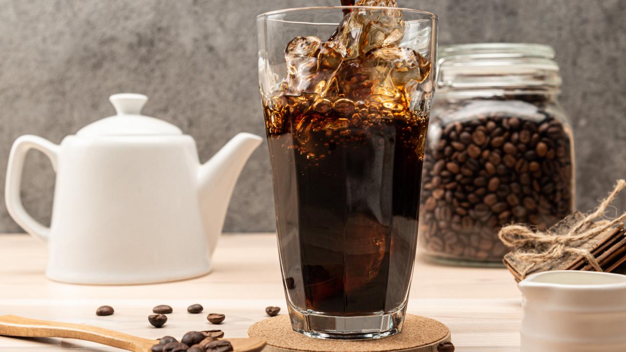 Cold coffee convenience: Prepacked cup of ice for iced coffee From