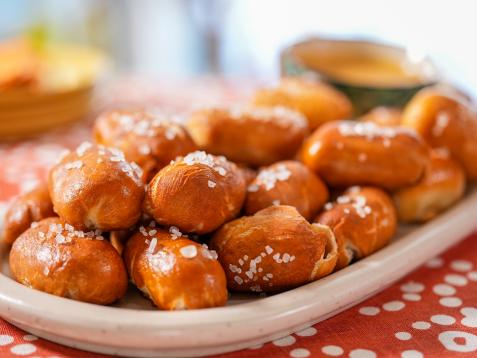Pretzel-ish Pigs in a Blanket with Mustard Sauce