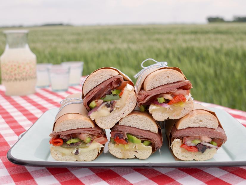 Beauty shot of Molly's Loaded Salami Sandwiches, as seen on Girl Meets Farm: Our Farmhouse Restoration.