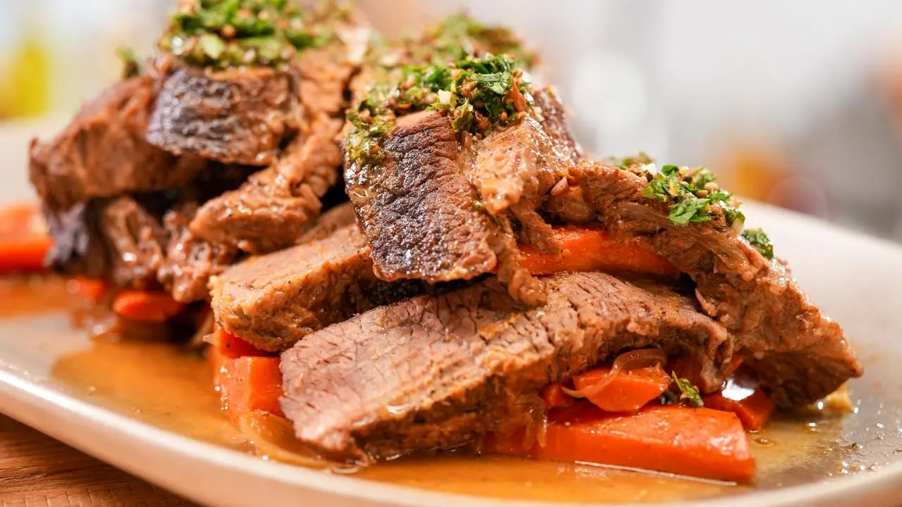 Slow Cooked Brisket with Brown Sugar, Carrots and Gremolata