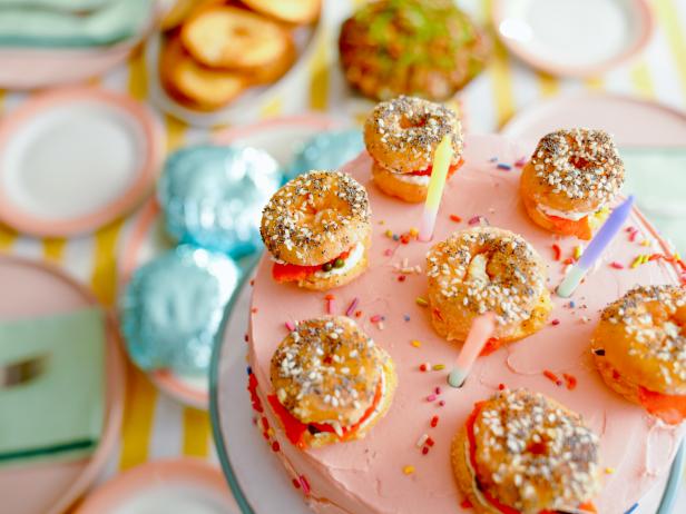 Fluffy Pistachio Cake with Cream Cheese Frosting and Donut Bagels image