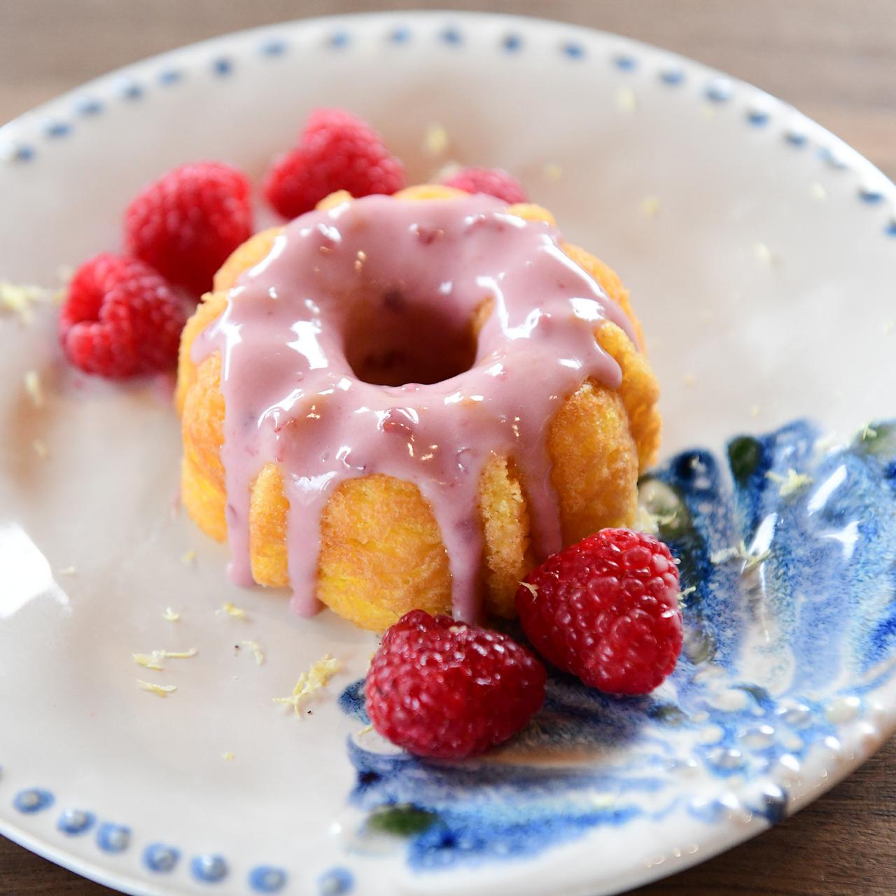 MINI CITRUS BUNDT CAKE WITH LEMON CURD & RASPBERRY SAUCE - GRANDMA HONEY'S  HOUSE