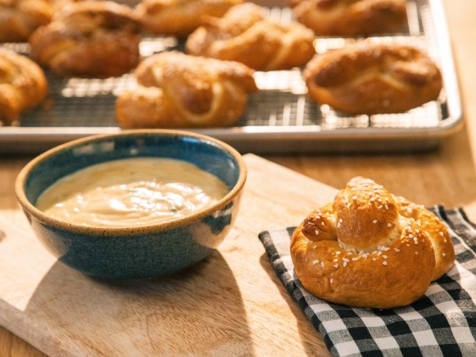 Soft Pretzels with Cambozola Cheese Fondue Recipe Duff Goldman Food