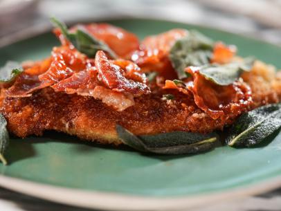 Alex Guarnaschelli makes her Chicken Cutlets “Saltimbocca” with Prosciutto and Sage, as seen on The Kitchen, season 30.