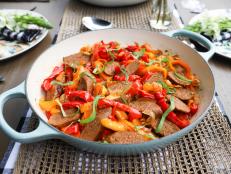Sausages with Peppers and Onions as seen on Valerie's Home Cooking, Season 13.