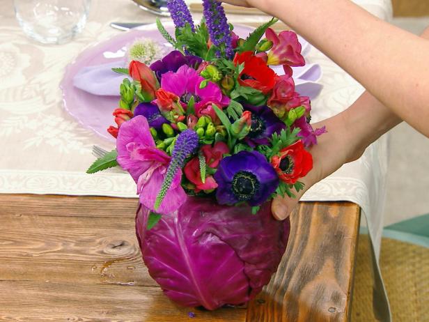 The Kitchen hosts share Cabbage Vase Centerpiece for spring table decor, as seen on Food Network's The Kitchen