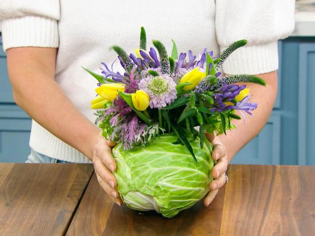 The Kitchen hosts share Cabbage Vase Centerpiece for spring table decor, as seen on Food Network's The Kitchen
