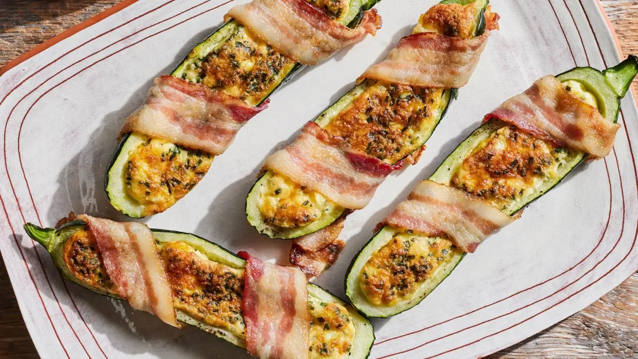 Grilled Bacon, Egg and Cheese Zucchini Boats